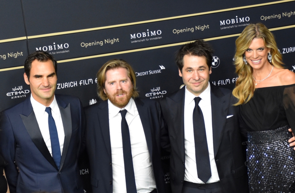 13th ZFF, Roger Federer, Janus Metz Peders, Karl Spoerri and Nadja Schildknecht at the ZFF Opening Night, Green Carpet, Gala Premiere of BORG/McENROE