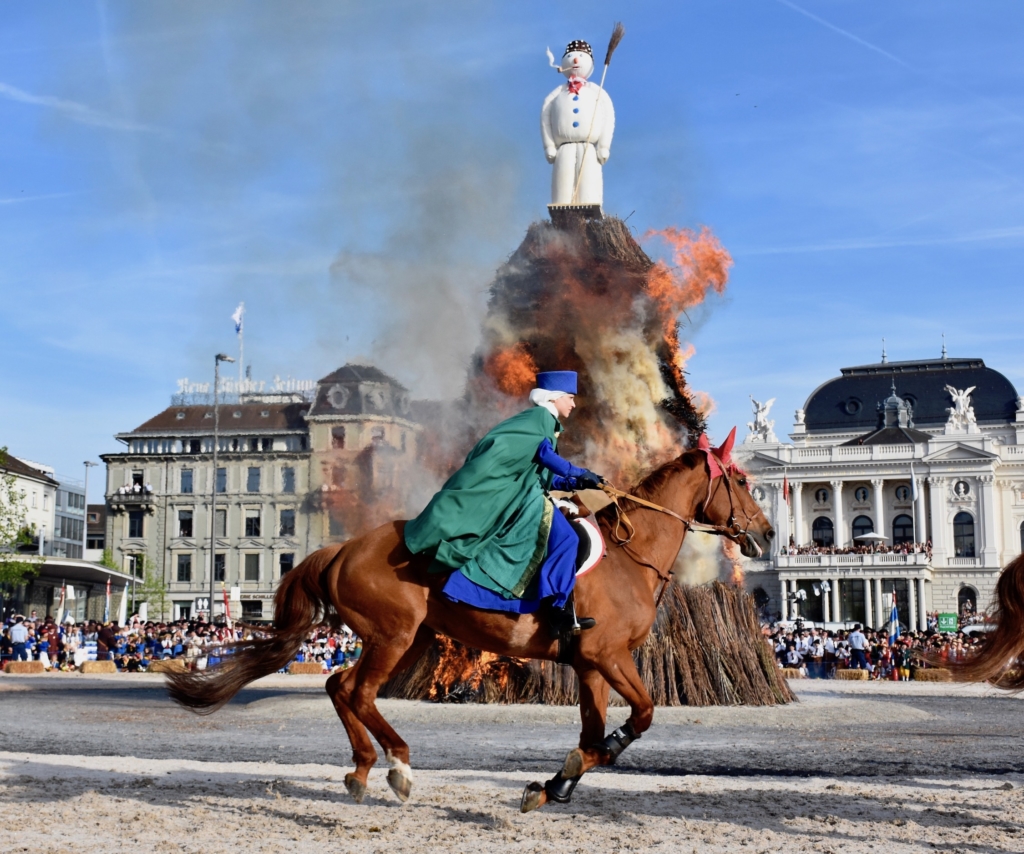Burning of snowman during Sechseläuten, Zurich Spring Festival