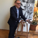 Marc Ferrero live painting at the presentation in Zurich