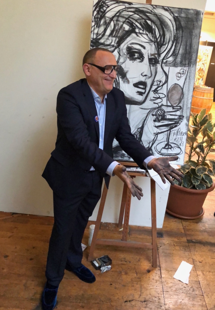 Marc Ferrero live painting at the presentation in Zurich