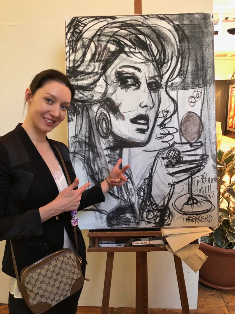 Marc Ferrero live painting at the presentation in Zurich