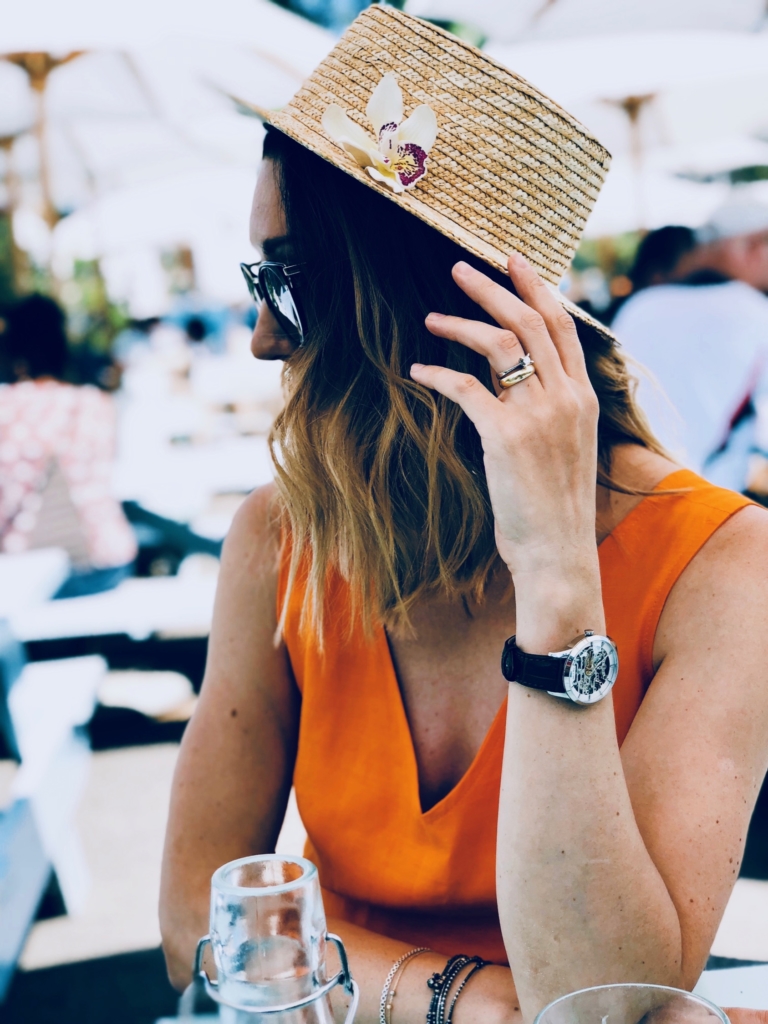 Style details: Watch - JULIEN DE BOURG, the Beauvoir collection, Beauvoir Silver; Sunglasses - PRADA; Jumpsuit - IPEKYOL