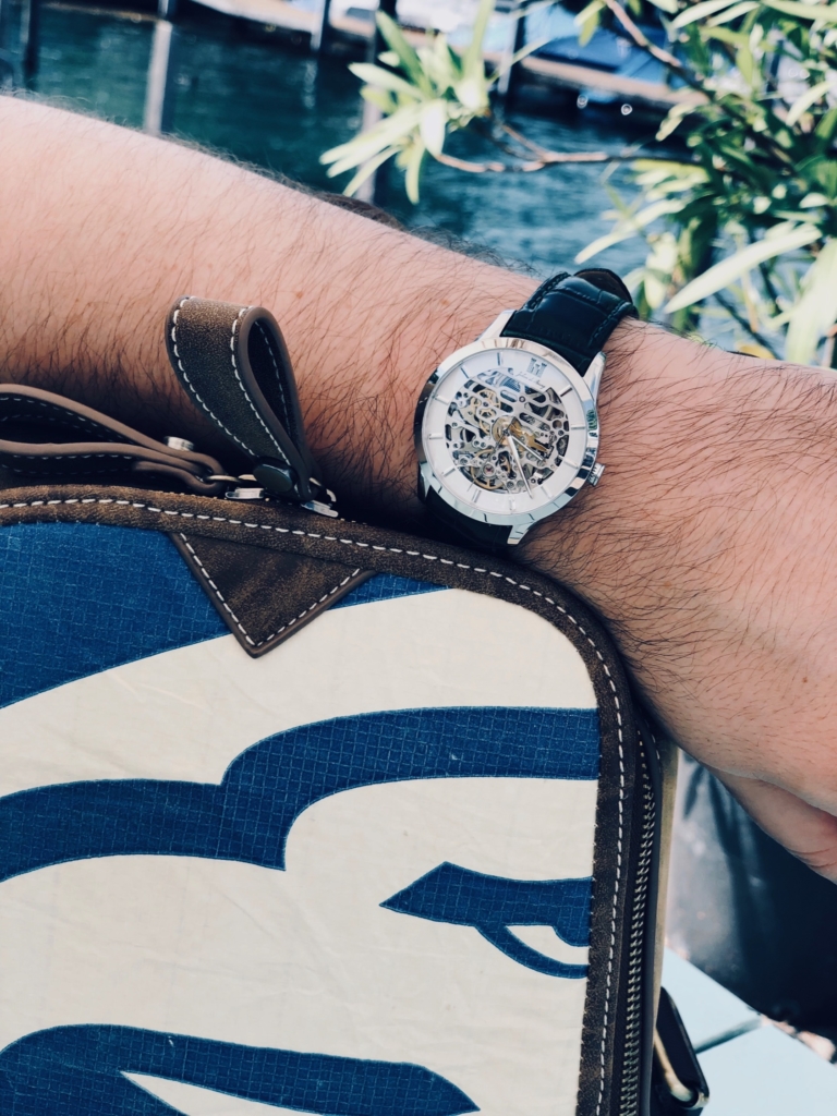 Style details: Watch - JULIEN DE BOURG, the Beauvoir collection, Beauvoir Silver; Backpack - ELEPHBO