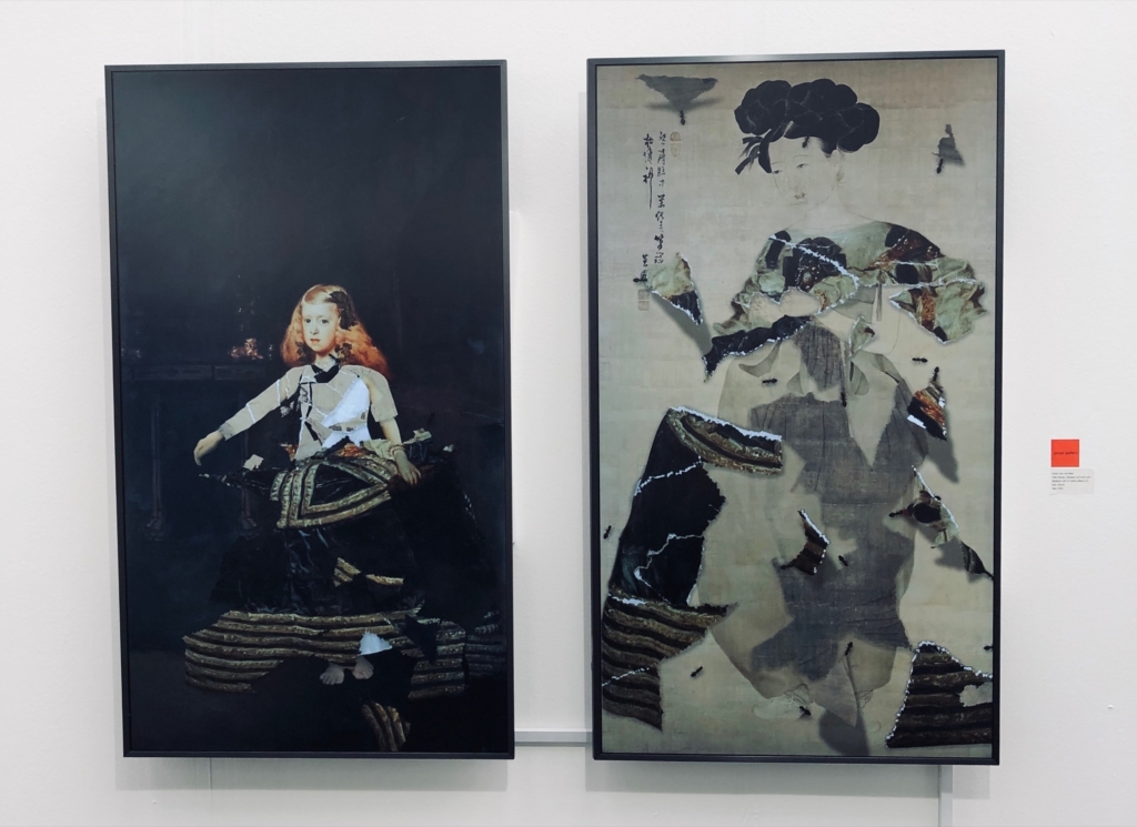 Kunst 18 Zürich, the SIMYO gallery from Seoul. Buddha (gold-powder on silk) by Lee, Hae Gee