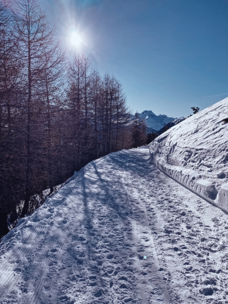 St. Moritz, Walking path from the Signal cable car towards the mountain club El Paradiso