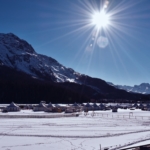 The sport village on the frozen lake of St. Moritz