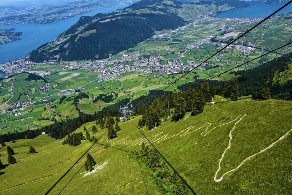Views from “CabriO” cable car, the world’s first double-decker cable car with a roofless upper deck