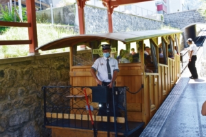 A comfy travel through lush hills and meadows on a vintage funicular