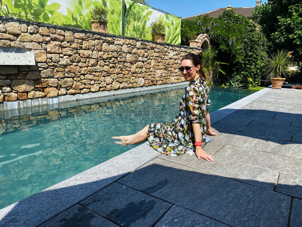 The new swimming pool at the Hotel Villa Carona, Switzerland