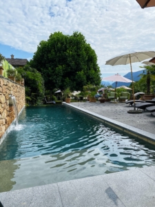 The new swimming pool at the Hotel Villa Carona, Switzerland