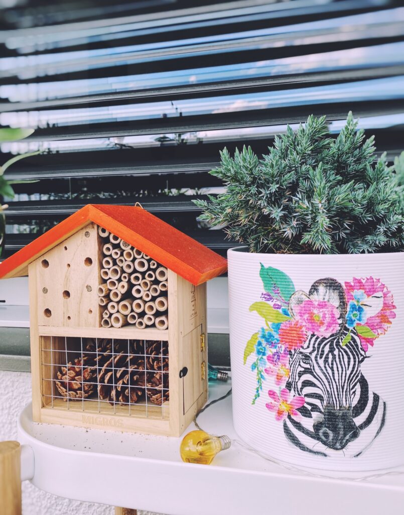 Bee hotel in the urban garden