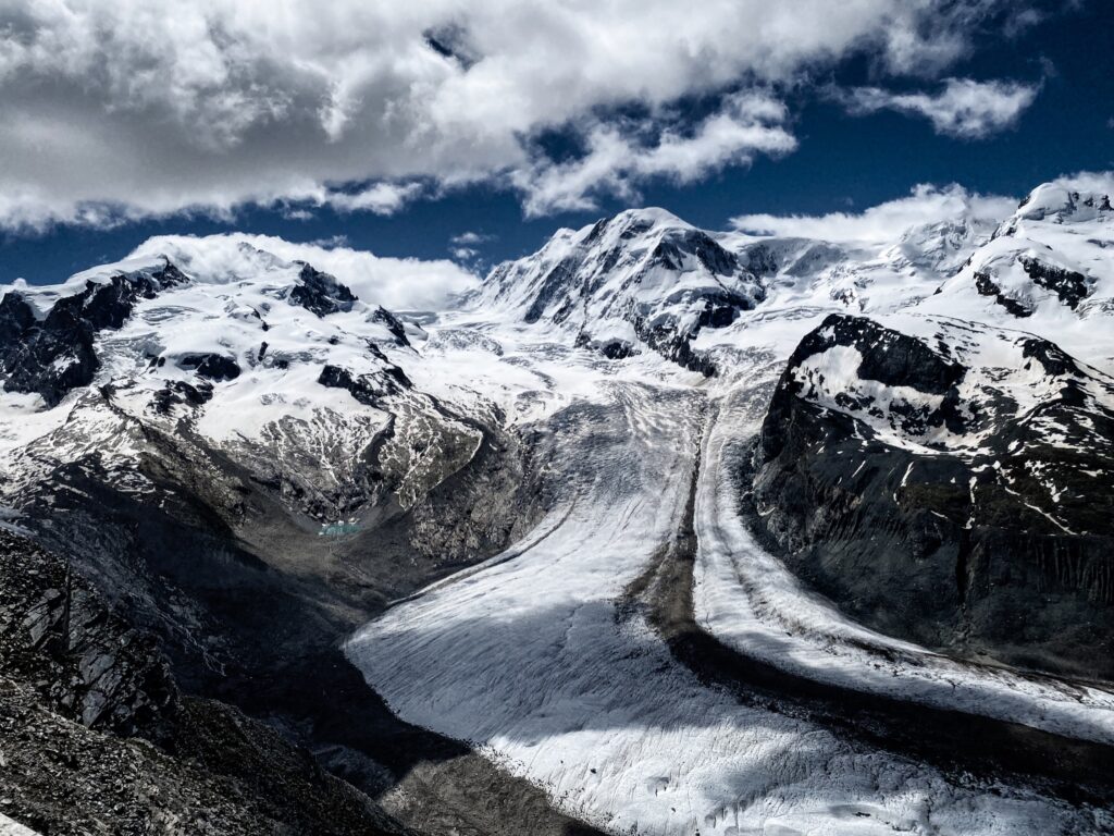 Mountains and Glacier panorama at the top of Gornergrat