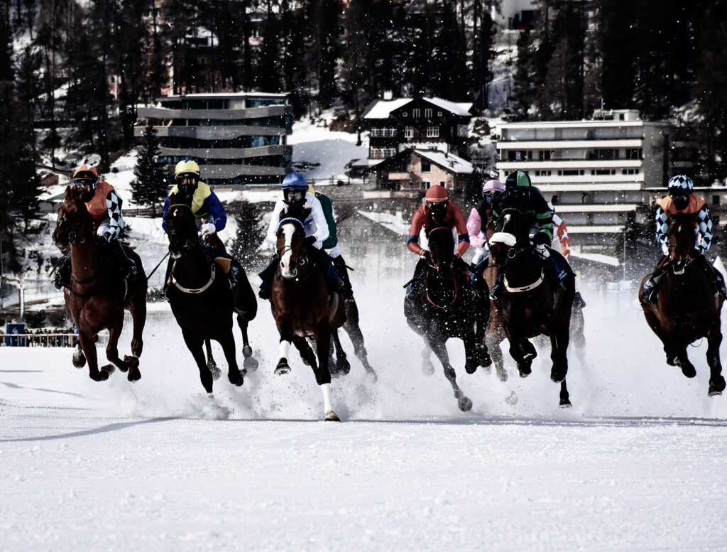 White Turf horse race on the frozen lake of St.Moritz