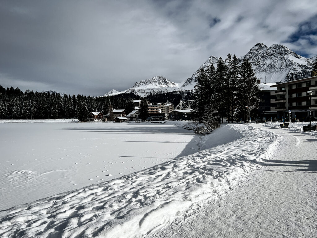Arosa Switzerland, view over the lake in winter